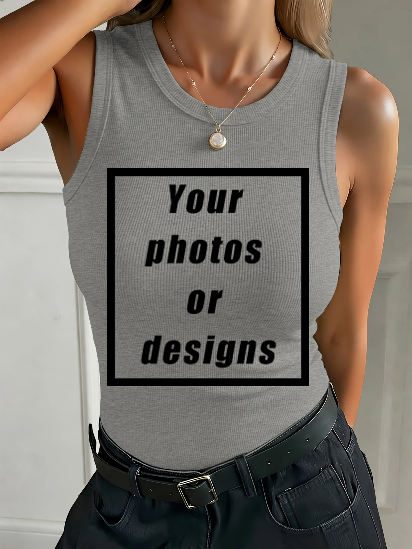 Individuell bedrucktes, schmales Damen-Tanktop, Sommer-Rundhalsausschnitt, hochelastische Kleidung, trendiges Sport-Top, modische Weste