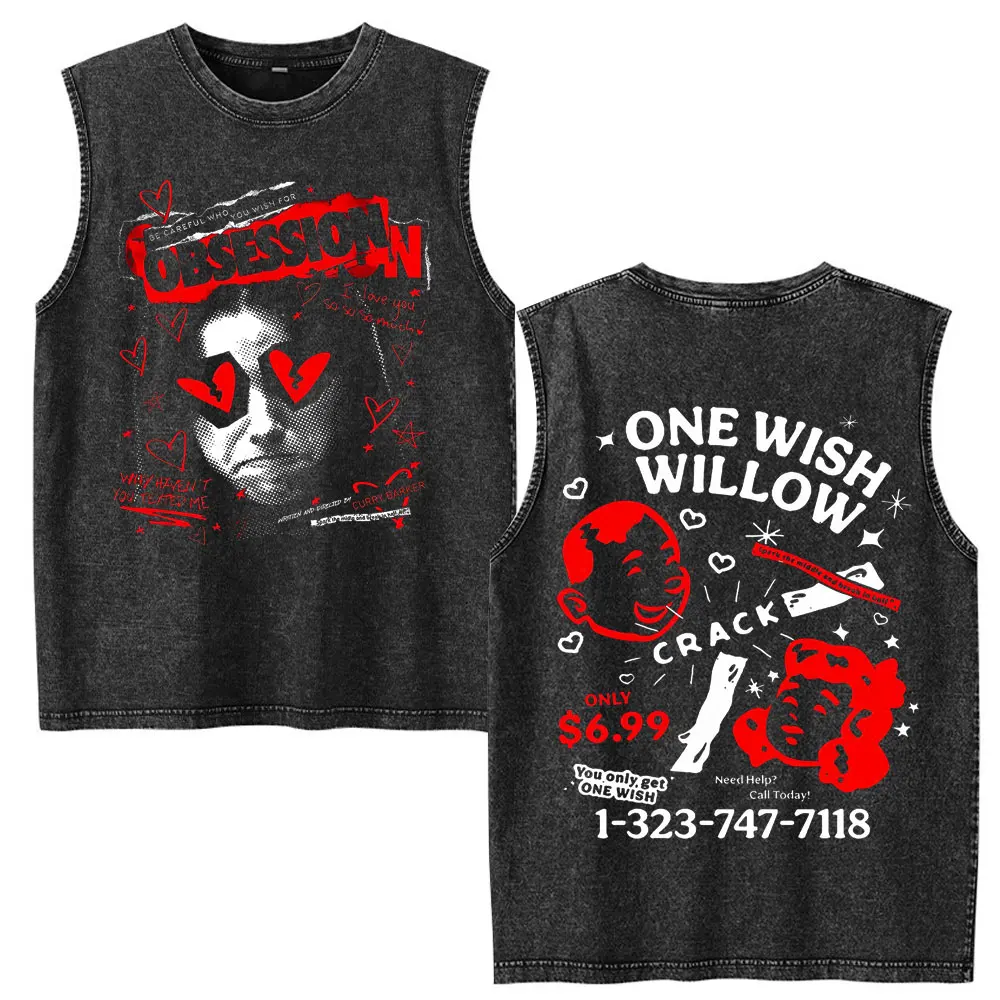 Horror Movie Obsession Nikki Vintage Washed Vest T-shirt Men's Clothing Casual Cotton Sleeveless Tank Tops Oversized Streetwear