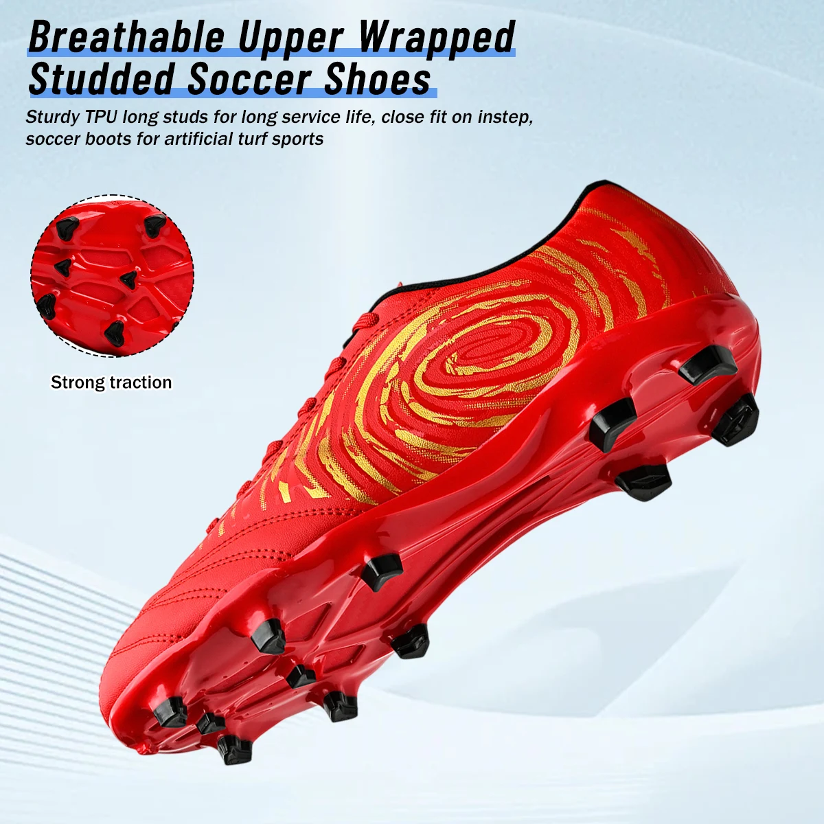 Men Women AG/FG Soccer Boots Lightweight Non Slip Long Spikes PU Upper Grass Pitch Training Competition Footwear