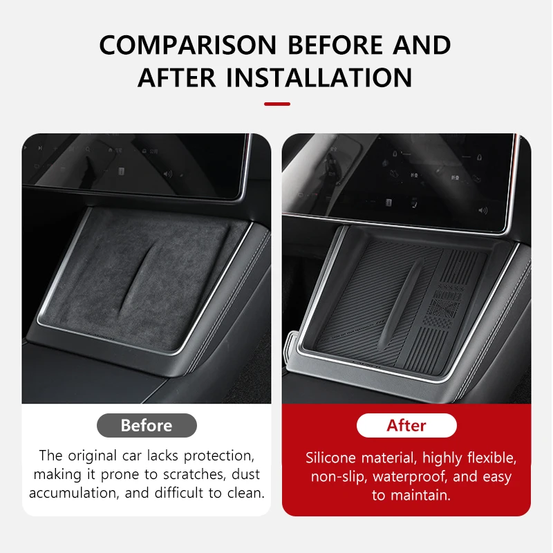 Silicone Wireless Charging Pad for Tesla Model Y Juniper Model 3 Highland 2025 2026 Center Console Anti Slip Dustproof Mat 5