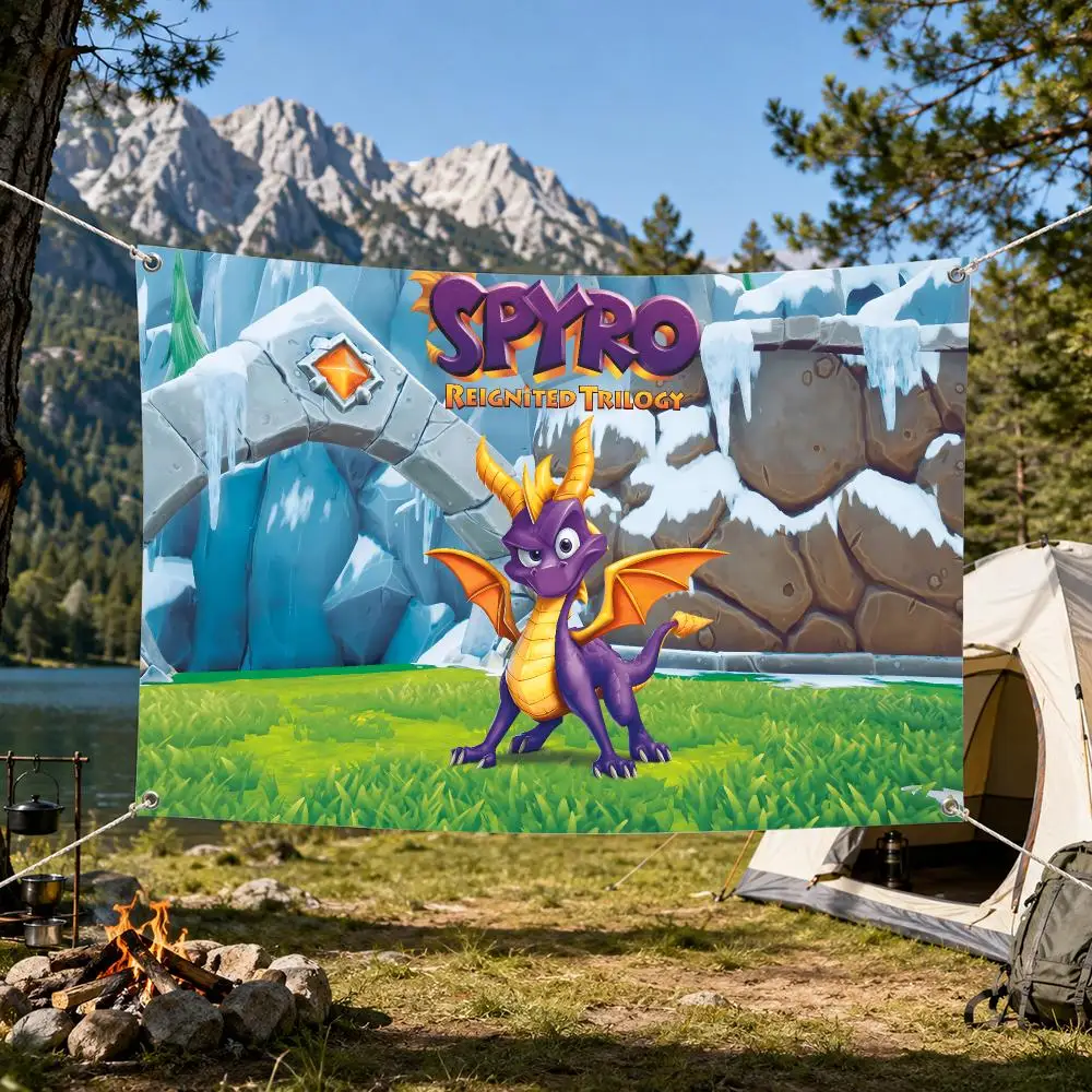 S-Spyro The Dragon Video Game Flags Aesthetic Wall Tapestry Printed Wall Hanging Living Room Party Outdoor Decor