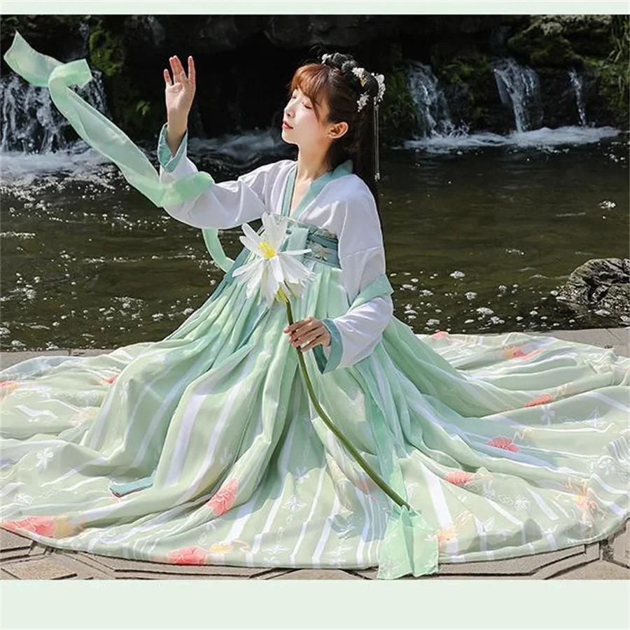 

Traditionele Vrouwen Bloem Hanfu Jurk Oude Chinese Kostuum Mooie Dans Hanfu Originale Prinses Tang Dynastie Gewaad