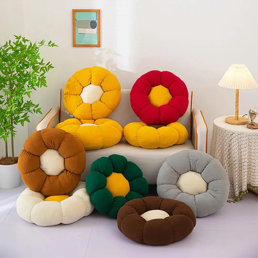 Corduroy Flower Cushion, Cute Flower Shape Floor Cushion, Decorative Throw Pillow for Bed Sofa Couch Room Decor