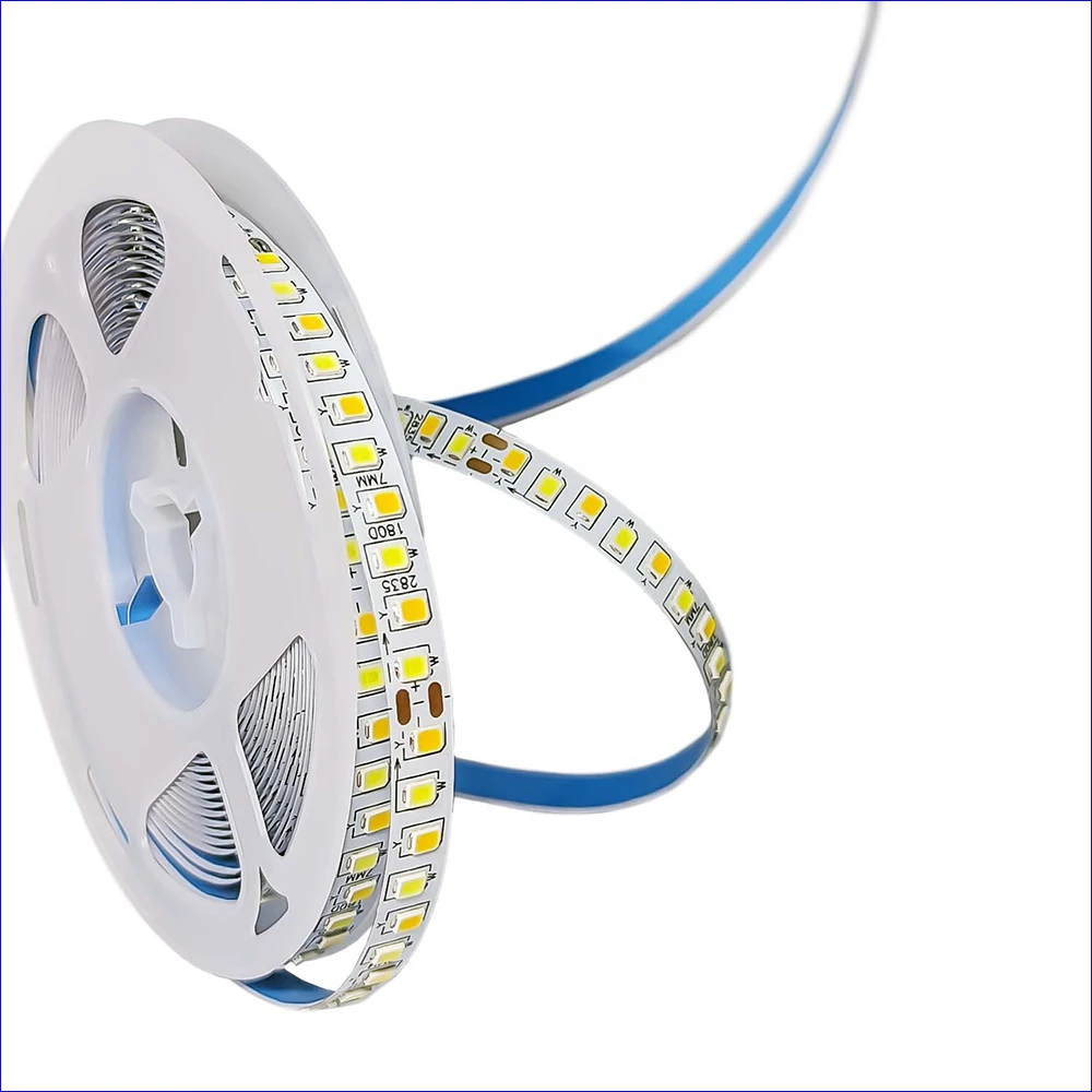 Fita LED cinto de luz com 2 juntas de solda, 2835-7mm, 180D, 5B9CX2, 2835, corrente constante, 18W x 2, 3 cores