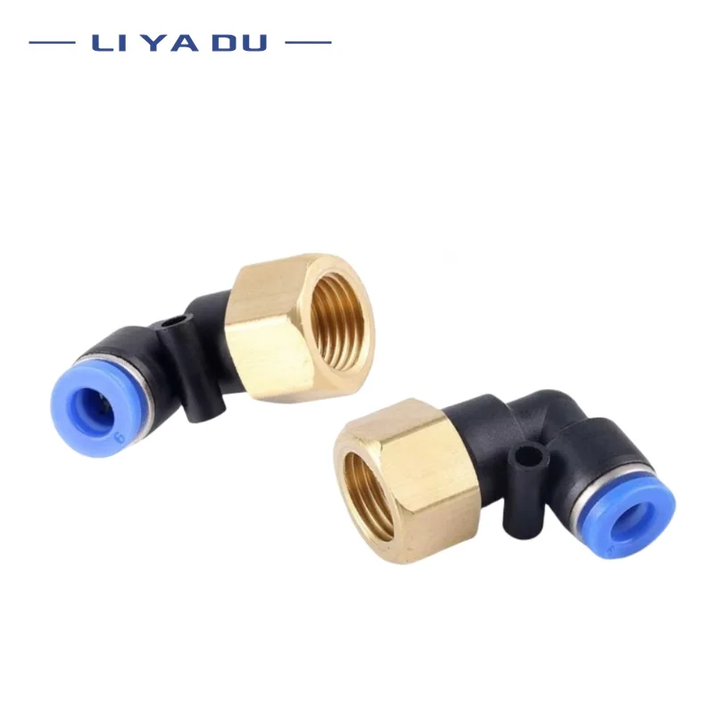 1pcs PLF Pneumatic Fittings Female Thread 1/8 1/4 3/8 1/2 Hose OD 4/6/8/10/12mm Air Elbow Connector Tube Push In Fittings