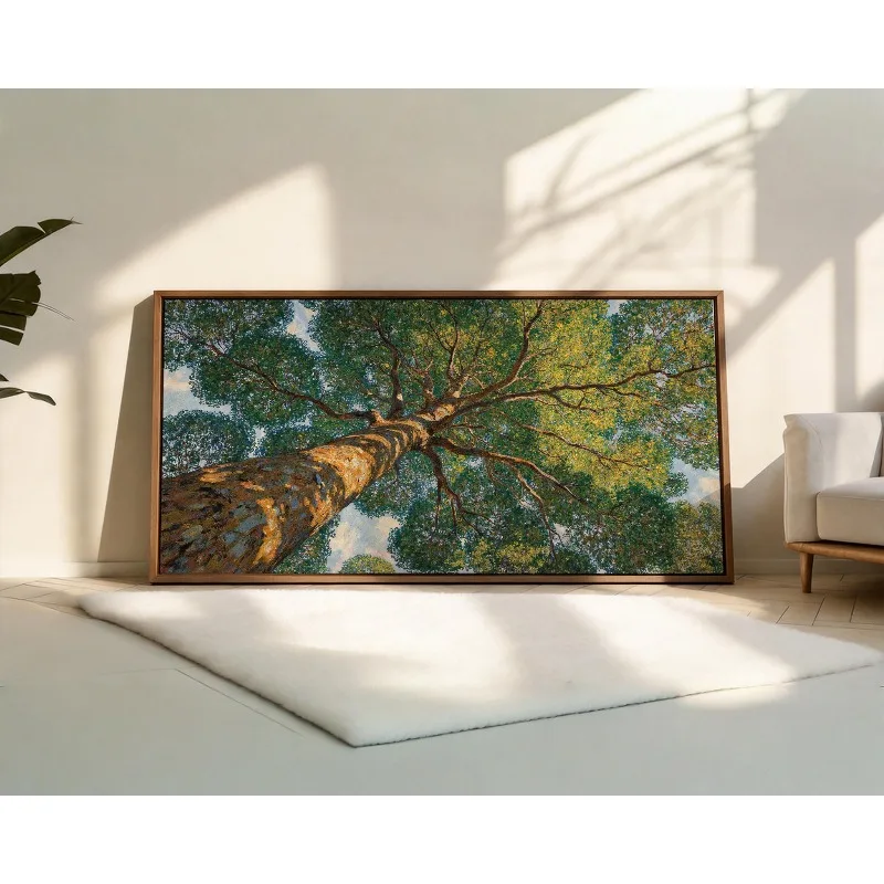 Impressionist Giant Tree Canvas Print Upward View Forest Nature Wall Art Vintage Landscape Painting for Living Room Home Decor