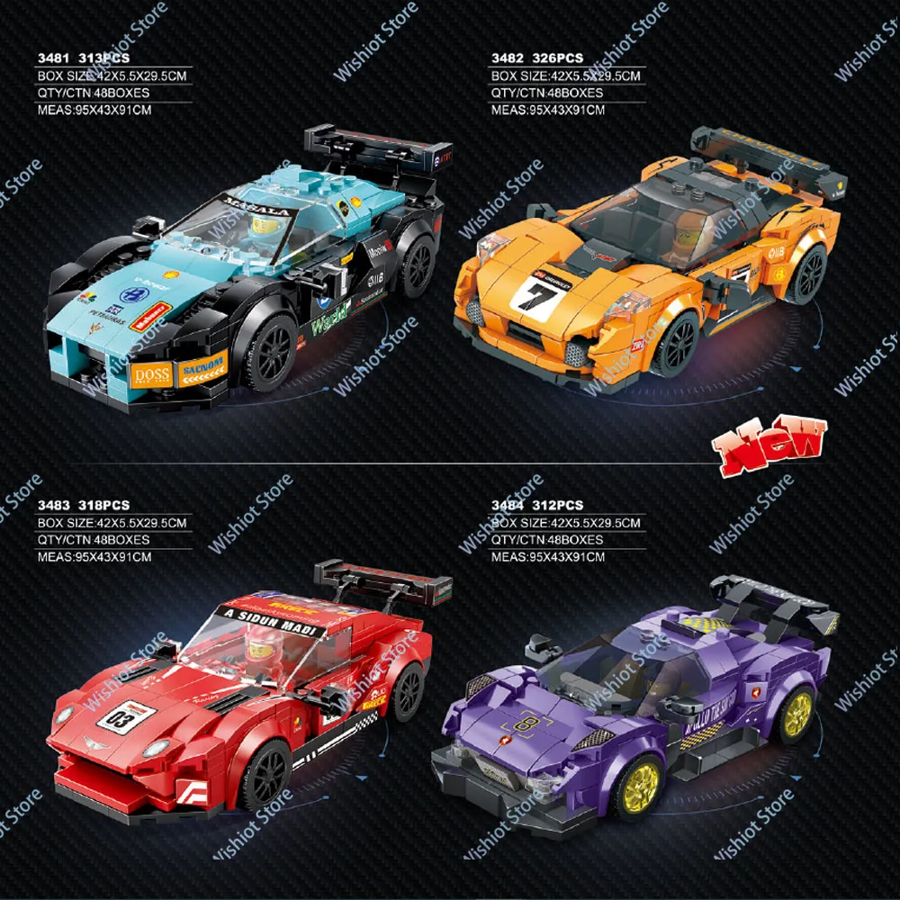 Building Blocks Eight Grid Racing Car Series Sports Car Model City Speed Champion Technical Vehicles Educational Toys Kids Gifts