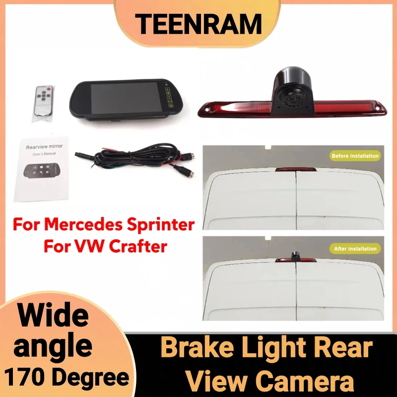 TEENRAM For Mercedes Sprinter For VW Crafter Van Brake Light Rear View Camera HD Night Vision Camera Wide Angle 170 Degree