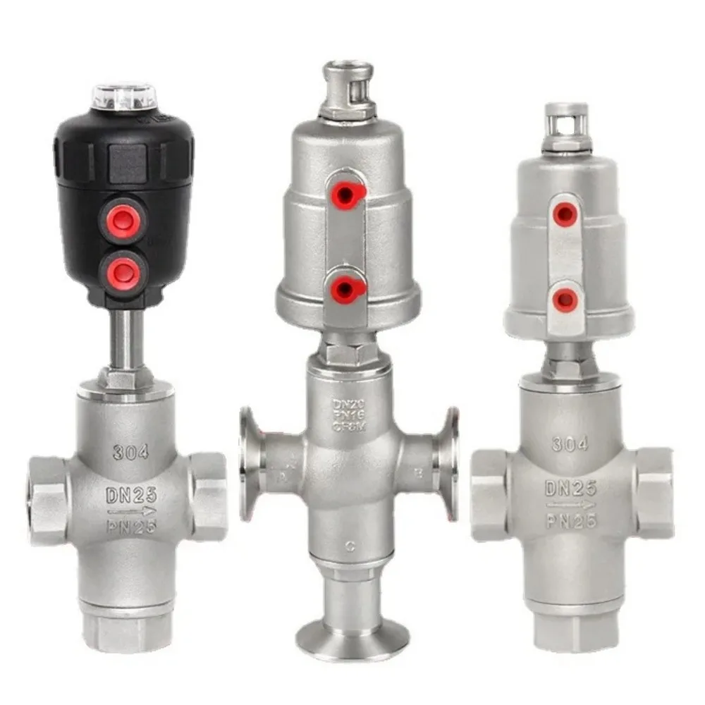 

Тройник с внутренней резьбой 1/4 дюйма 3/8 дюйма 1/2 дюйма 3/4 дюйма 1 дюйм BSPT, 3-ходовой, нержавеющая сталь 304, пневматический угловой седельный клапан с приводом, пневматический воздушный