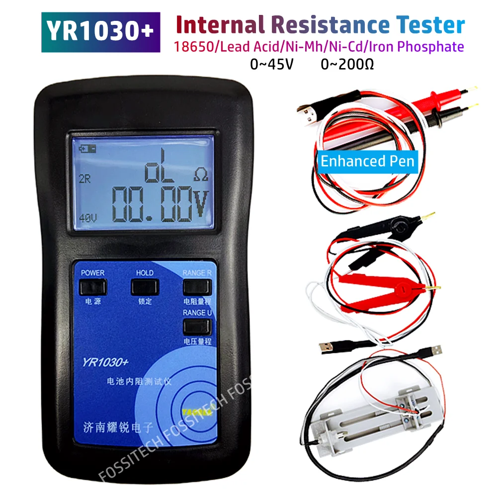 

Upgrade YR1030 0~45V Battery Internal Resistance Tester With Enhanced Pen TR1030+ 18650 Nickel Hydrogen Lead Acid Battery Tester