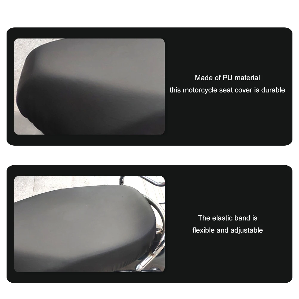 

1pc Pu Motorcycle Waterproof Elastic Protective Sleeve For Bike Long Rain Motorcycle Seat Cover Cover Durable Seat Protector