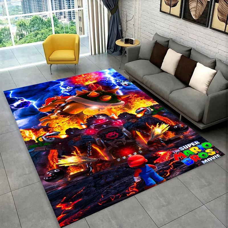 Cartoon M-Mario Bros Game Tapijt Tapijt voor Speelkamer Slaapkamer Woonkamer Bank Home Decor, kinderen Gebied Tapijt Antislip Vloermat Gift
