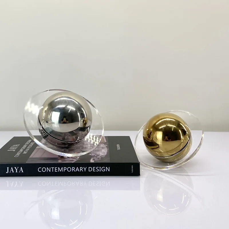 

Glass Craft Golden Crystal Ball Transparent Geometric Planet Universe Glass Ball Figurines Home Decoration Accessories
