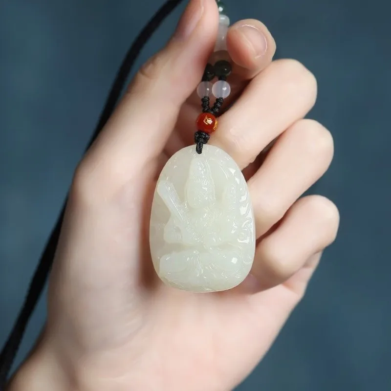Hetian Pendant Men, Jade Amulet With Twelve Zodiac Signs, Buddha Manjushri, Void Hidden Bodhisattva, Those Born