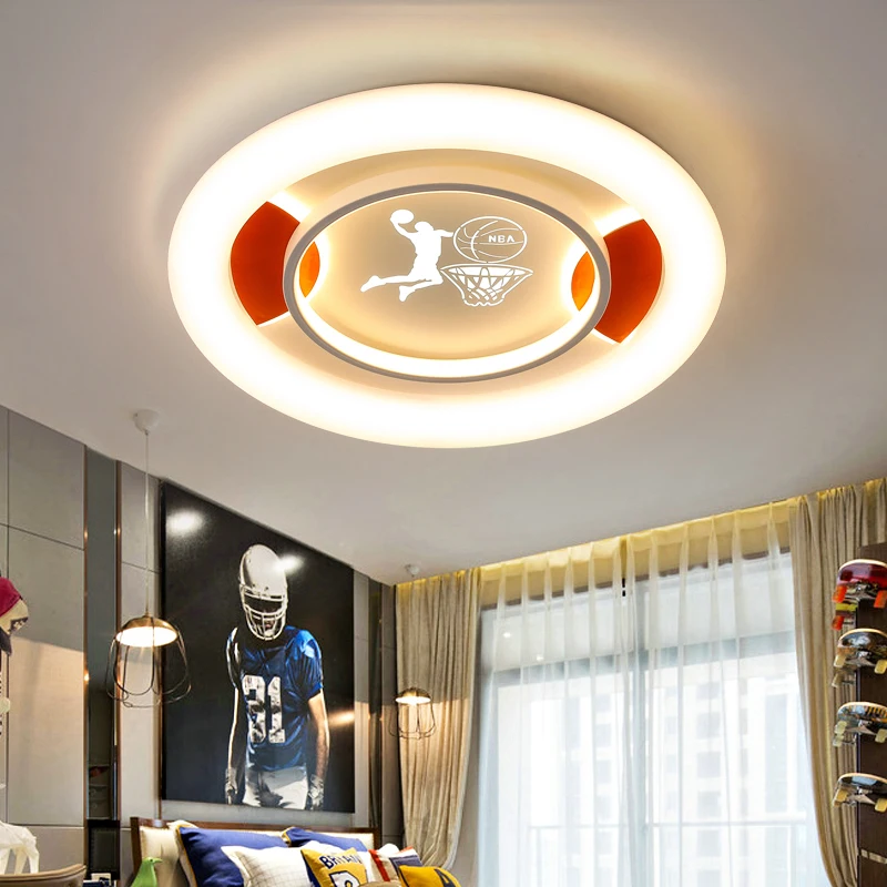 Kids Room Lamp Bedroom Lamps Modern Simple Boy's Room Ceiling Light Basketball Dunk Children Lighting Led Eye Protection Lights