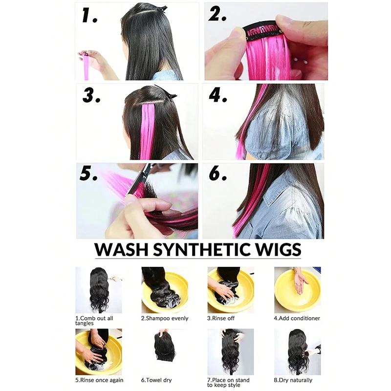 3 Piezas Extensiones de Cabello con Estampado de Leopardo Sintético con Rayas Coloridas Largas y Lacias con Clip para Mujeres Niñas Fiestas 4