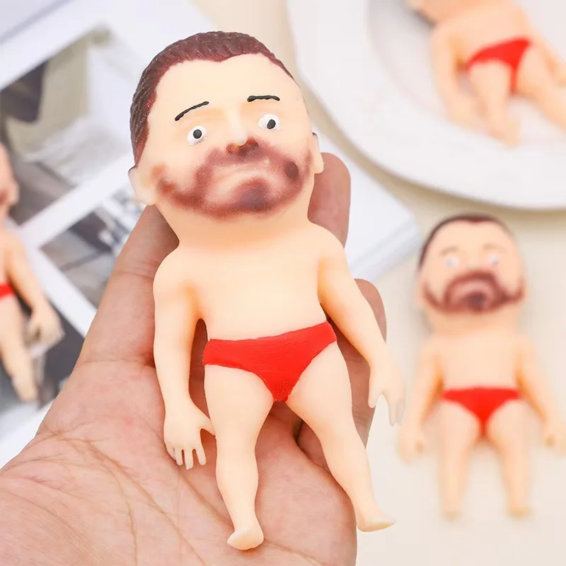 Stretchable Bearded Man Squishy Toy Soft Elastic TPR Sensory Therapy Anxiety Relief Toy for ADHD Kids Adults fidget toys stress reliever toys