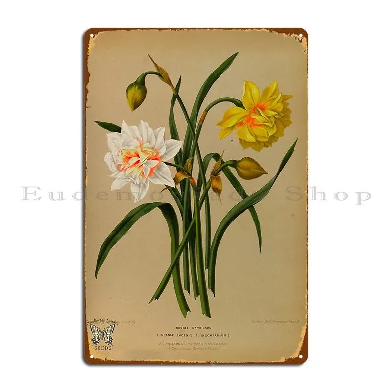 Double Daffodils Metal Plaque Poster Wall Decor Bar Wall Decor Pub printed  Tin Sign Poster