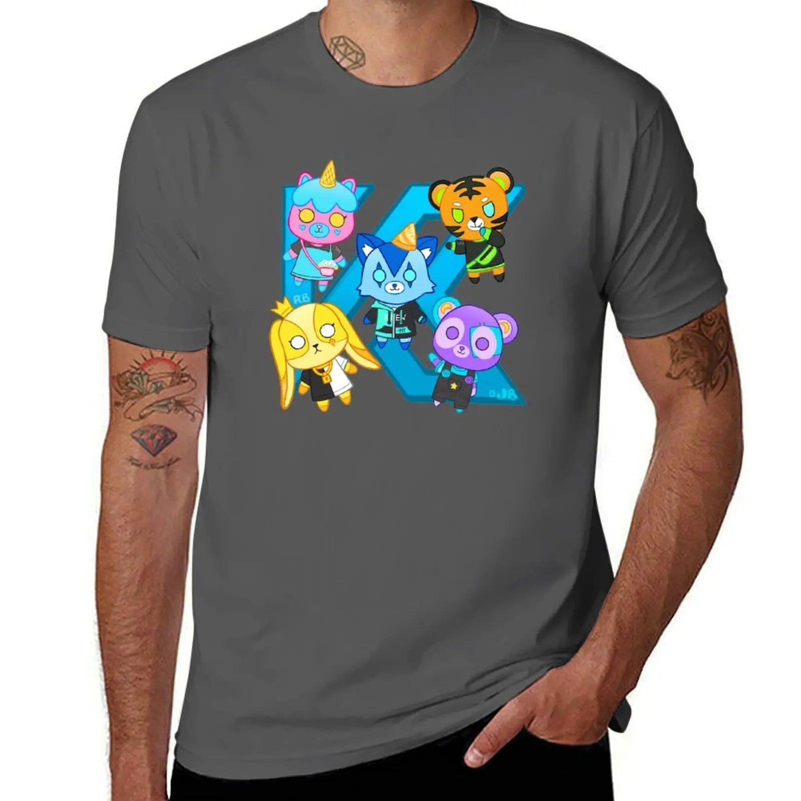 Plushies on a K T-Shirt Big and Tall Casual T-Shirt
