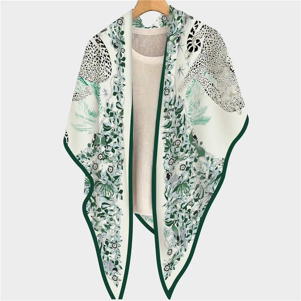 POBING 30 % Seide, 70 % Kaschmir-Schal für Damen, handgerollt, modischer Druck, Dreieckstücher, Wraps, Bandana, große Hijabs, weiblicher Foulard – Detail 9