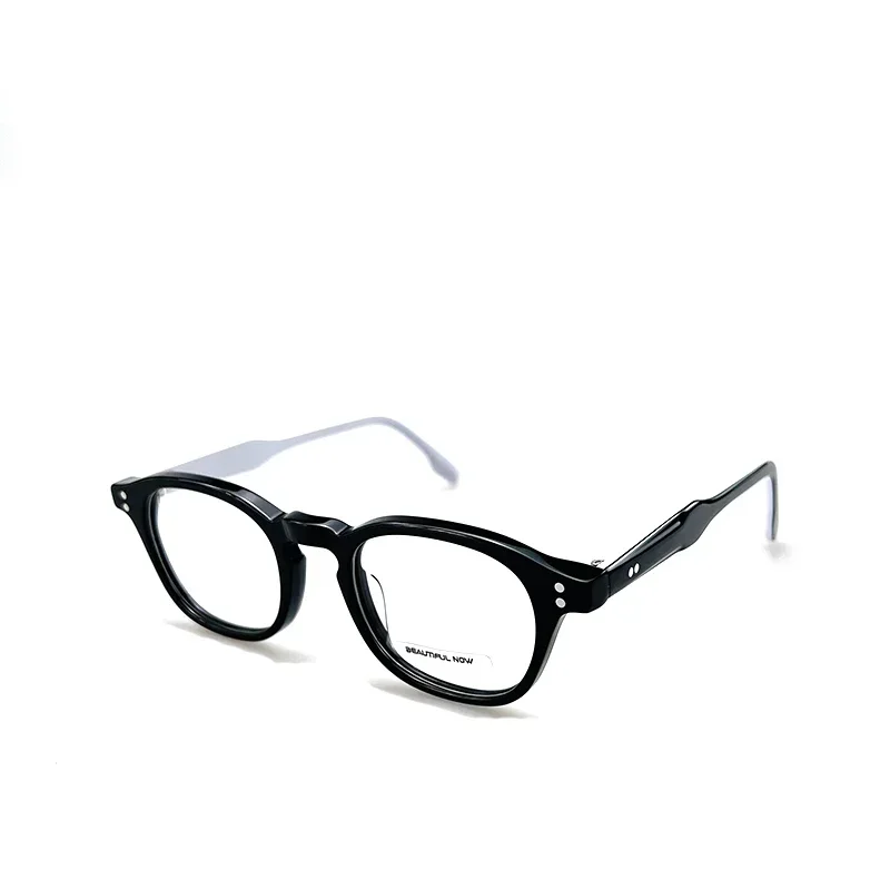 Beautiful Now Unisex Vintage Round Eyeglasses Frame – Lightweight Black Optical Glasses with Clear Temples for Men and Women