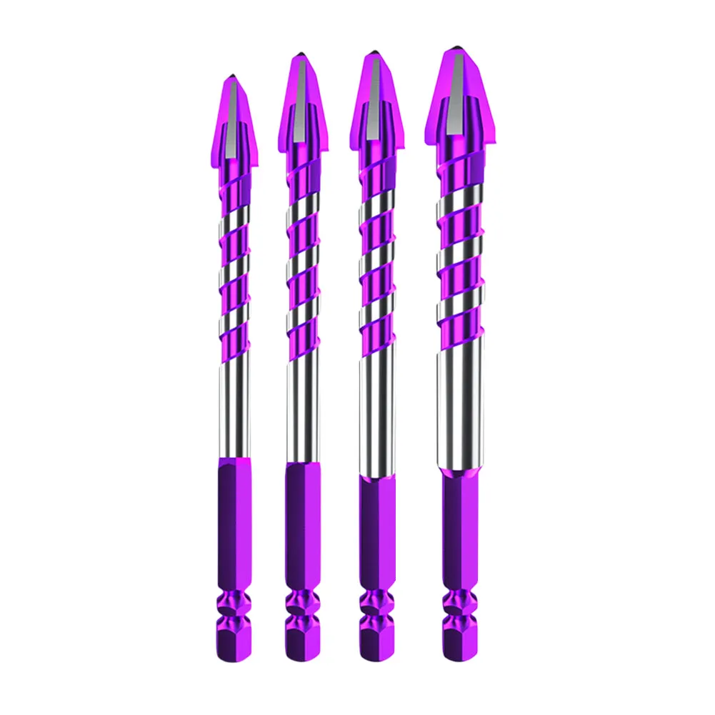 

1/4pcs 6/8/10/12mm Cross Hexagon Triangle Drill Bits Carbide Drilling Triangle For Wall Glass Wood Metal Tiles Concrete Drilling