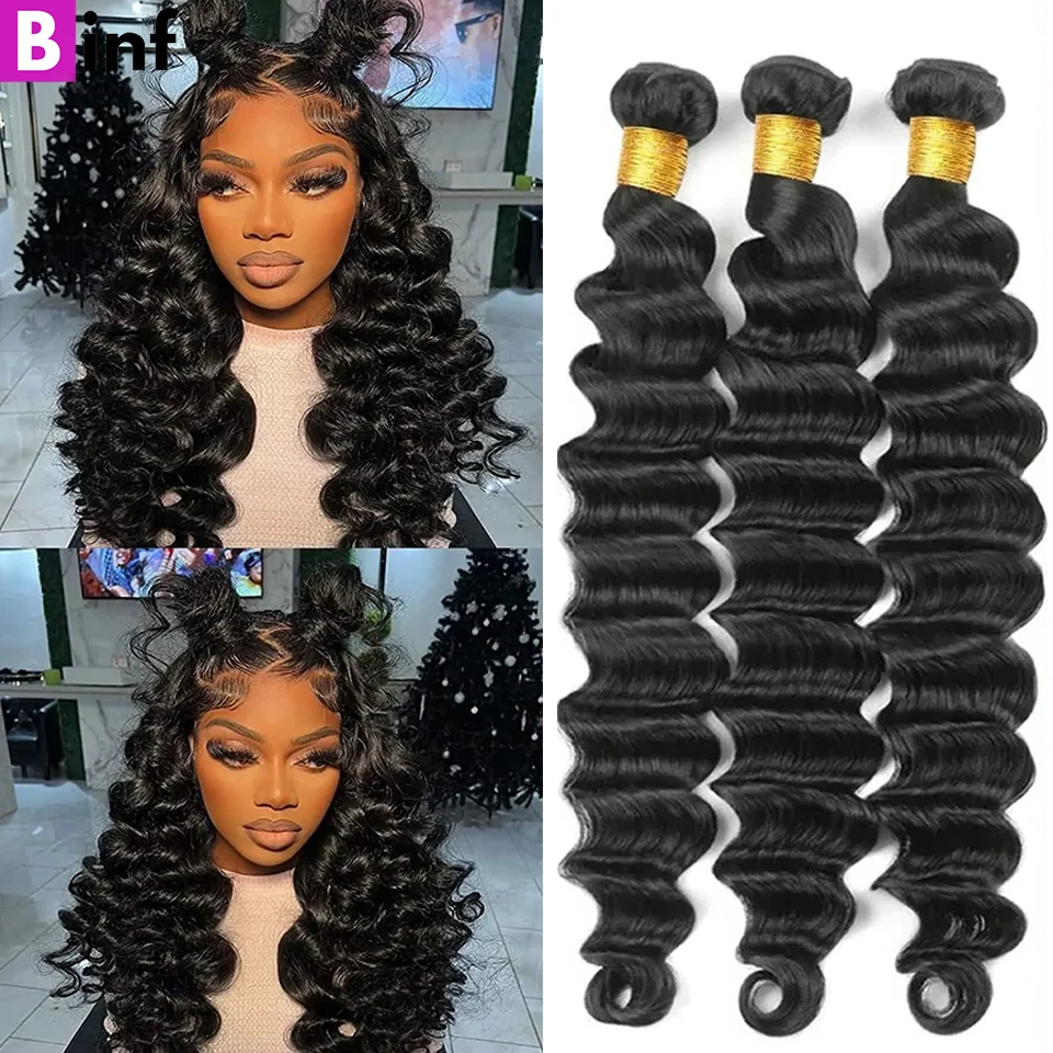 Loose Deep Wave Human Hair Bundles 1/3/4 Pieces Natural Black Women Cheap Remy Human Hair Extensions 10-40 Inch Cheap Human Hair