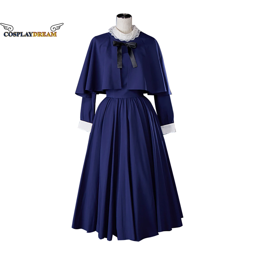 

Women Girls Church Cosplay Costume Medieval Renaissance Victorian Blue Lapel Dress Cloak Suit Halloween Christmas Dress Cape