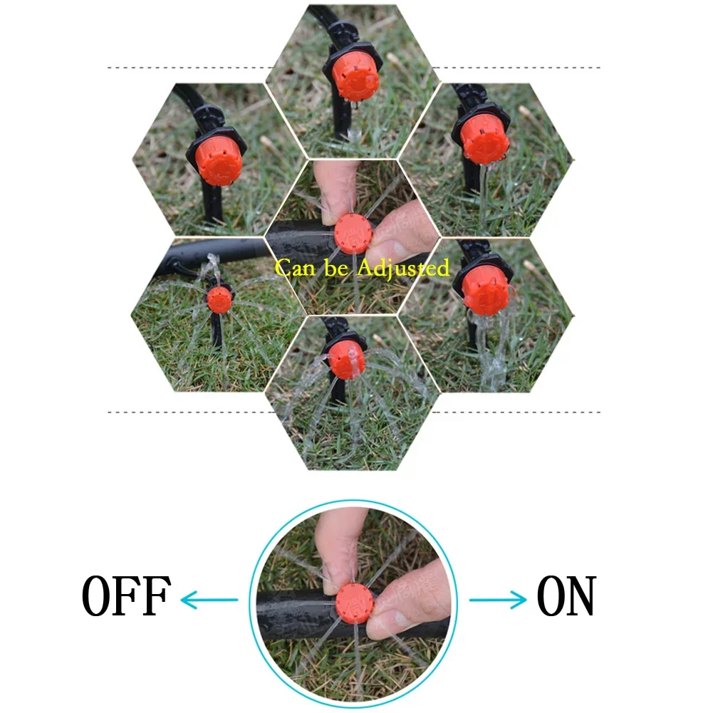 100-1000pcs Adjustable Drip Irrigation Droppers Rotating Sprinklers 1/4'' Emitter Dripper For Micro Balcony Yard Watering System