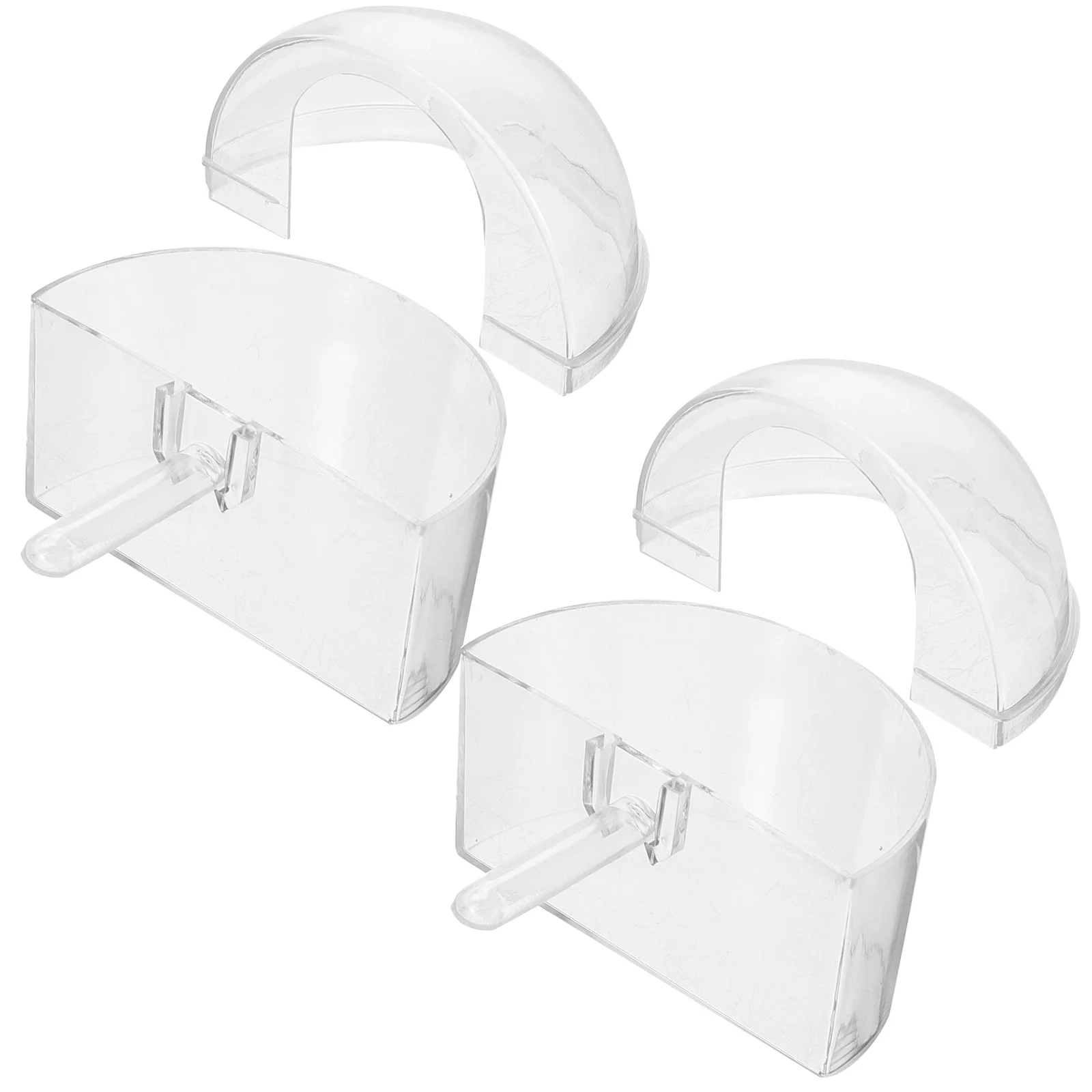 

2 Pcs Bird Cage Feeder Acrylic Parrot Food Container Transparent Bowl Practical Feeding Cup Accessories Dove Pigeon Finches