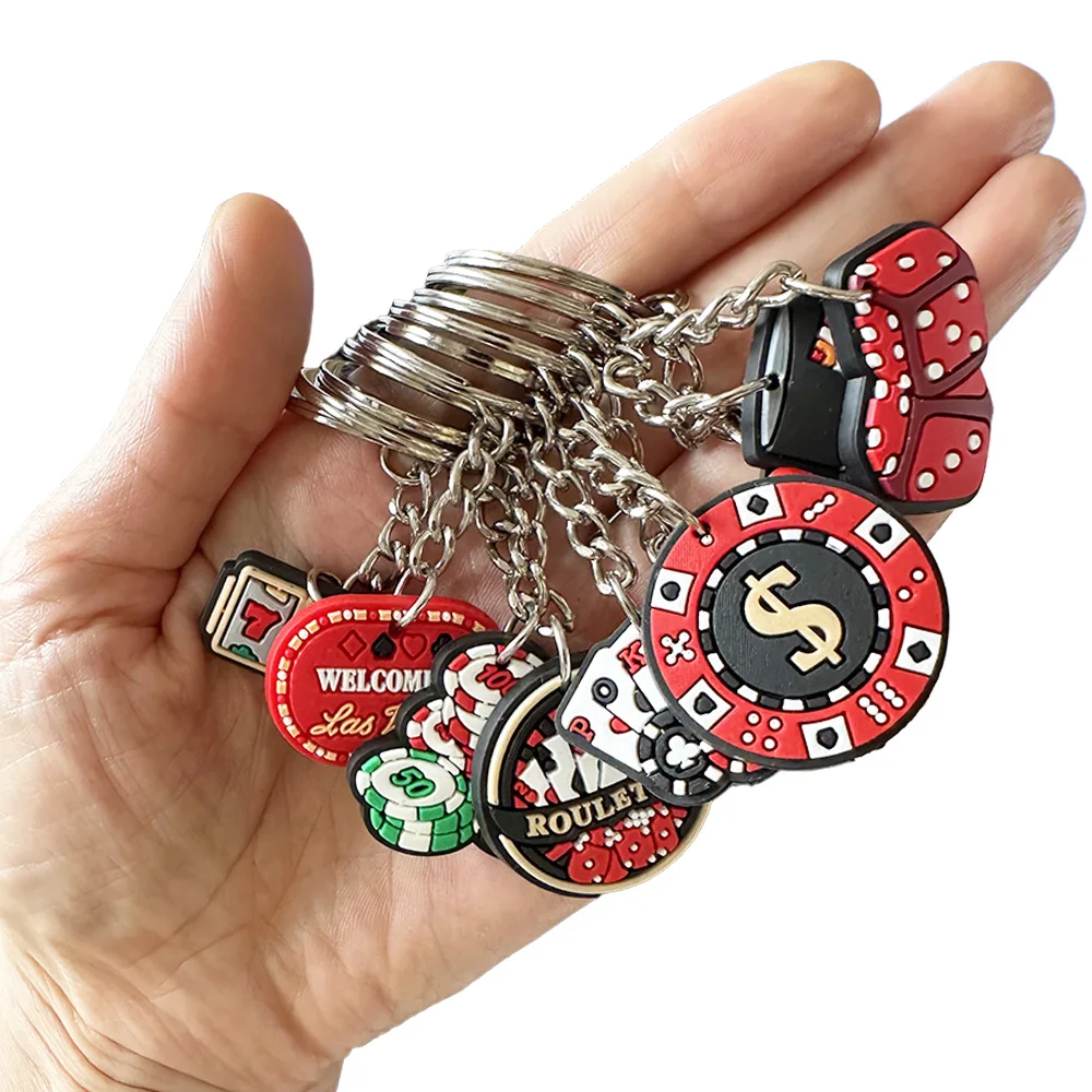 

10 Pcs Casino Keychains Casino Poker Birthday themed Party Favor Las Vegas Poker Theme Party Favor Decorations