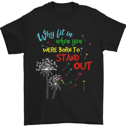 Born to Stand Out autismo ASD camiseta para hombre, 100% algodón