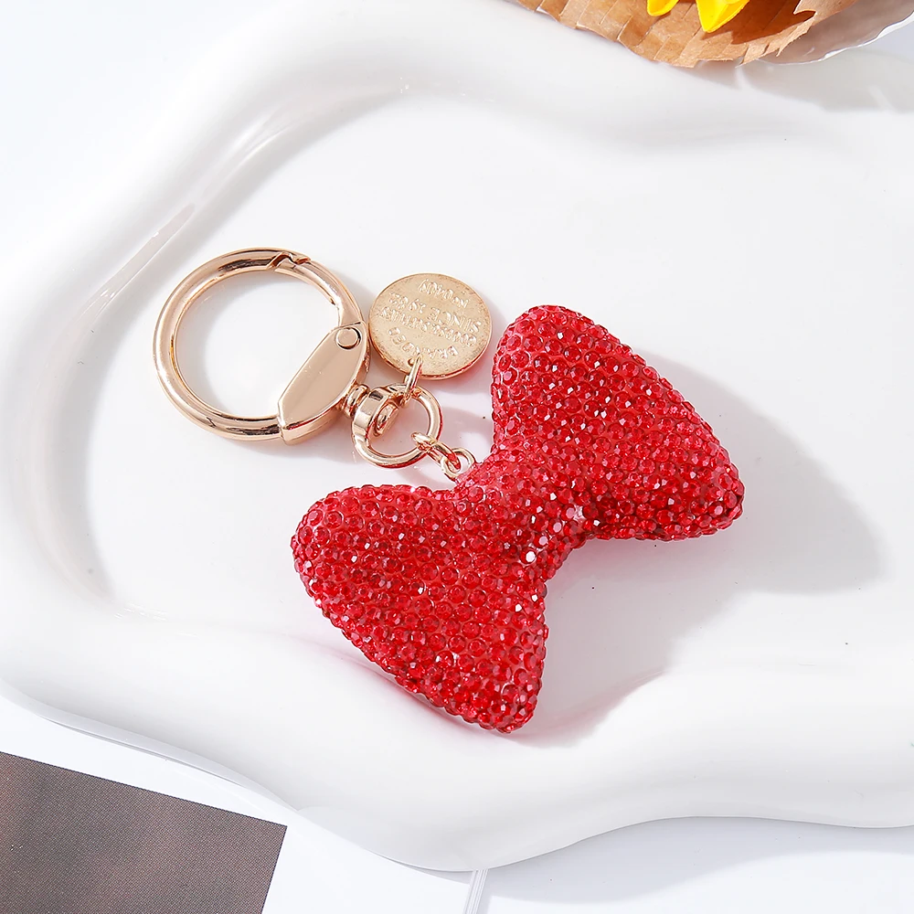 سلسلة مفاتيح كاملة على شكل فيونكة من الطين الكريستالي - سيارة أنيقة، حقيبة، هدية زينة ساحرة للمحفظة #4