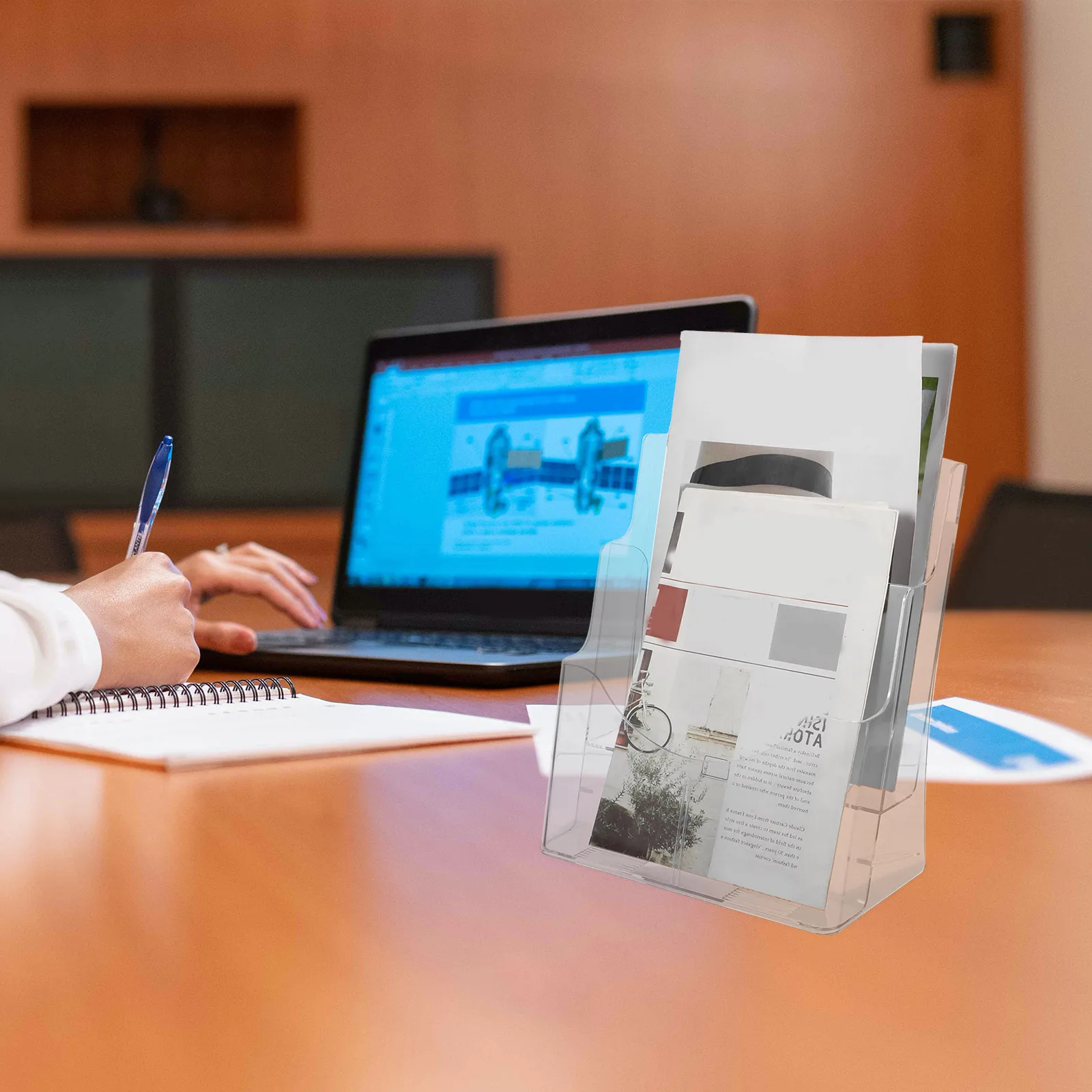 1pc A4 Document Holder Acrylic Wall Mounted File Organizer Magazine Rack Stand For Office Desk Storage Display Stand