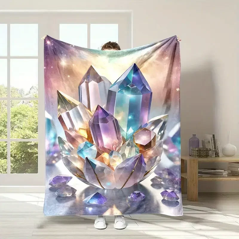 

Sparkling crystal pattern flannel blanket suitable for bedding, office, home, camping, warm, sofa, bed, Christmas Halloween