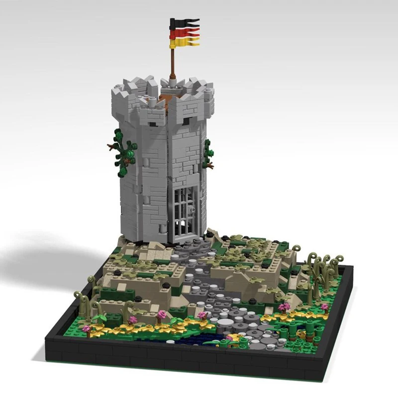 

975 шт. MOC средневековая башня, диорама, модульные здания, строительные блоки, рождественский подарок, сцена истории, строительные блоки, концентрация