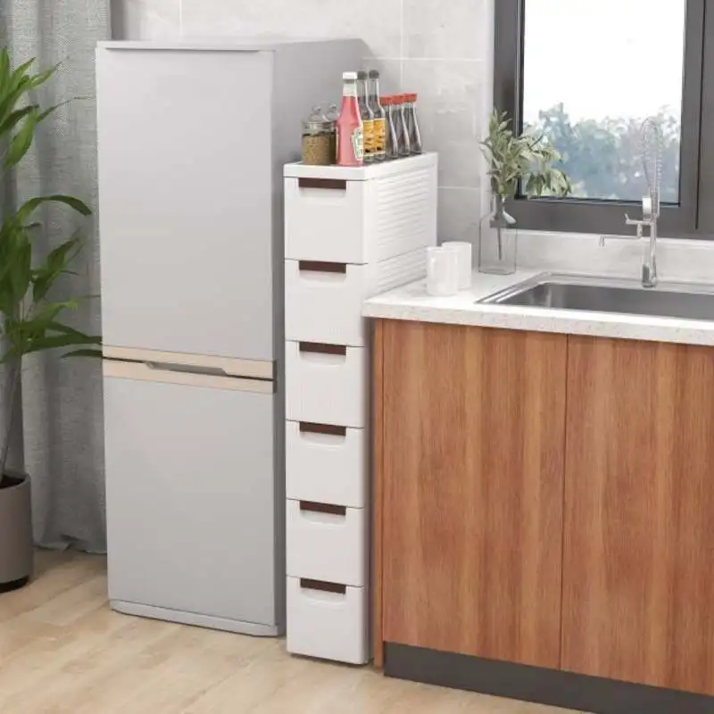 3/4/5/6-Schubladen Rollbarer Organizer-Schrank Schmaler Aufbewahrungsschrank mit Eingebauten Rollen für Kleine Räume-6-Schubladen