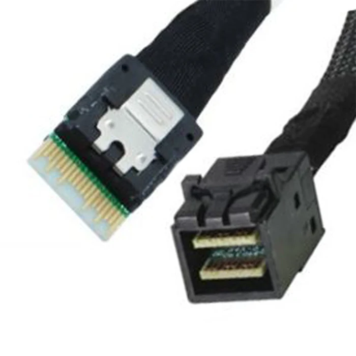 Slim Line SAS 4.0 SFF-8654 4i 38pin Host to HD Mini SAS 4i SFF-8643 36pin Target Cable 50cm