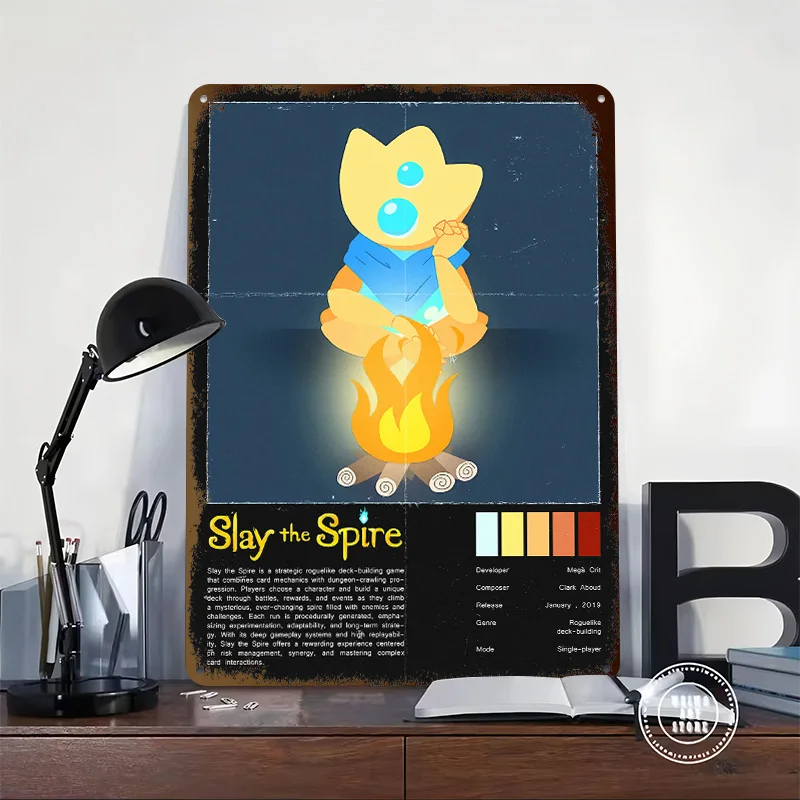Slay the Spire Game Tinplate Poster Customized Wall Art Vintage Metal Signs Retro Plates for Home Decorations Living Room House