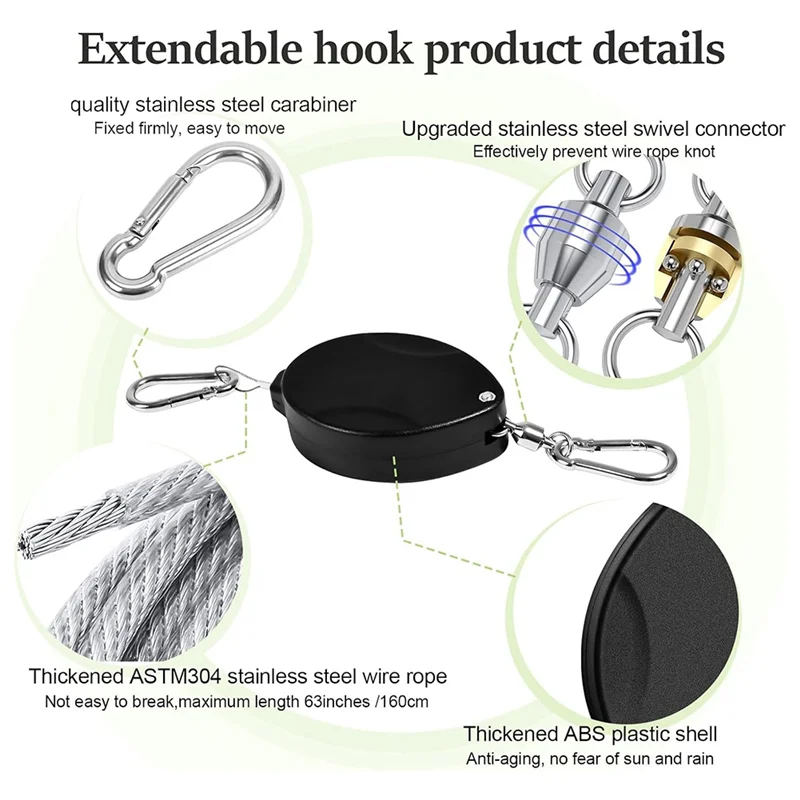 

【Party-Decoration】3-Piece Heavy-Duty Retractable Plant Hanger Adjustable Hook Bird Feeders And Grow Lights