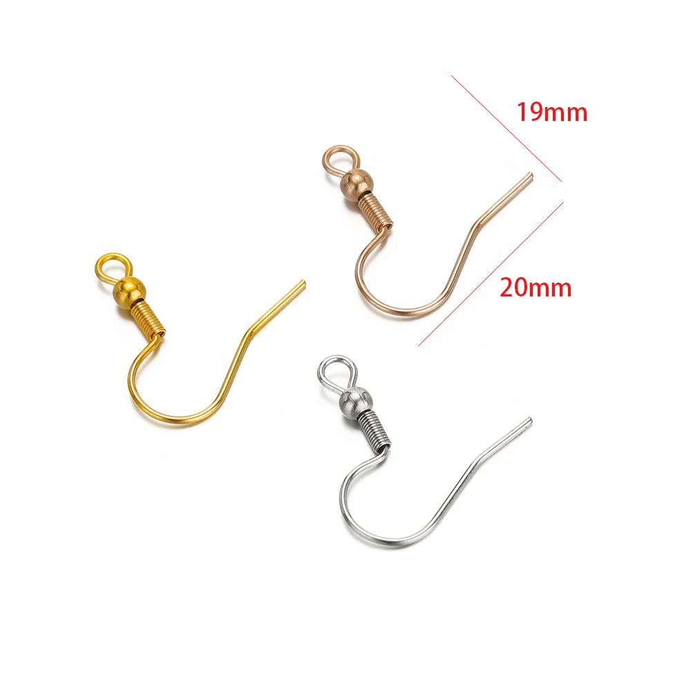 50pcs Stainless Steel Gold Color Plated Ear Wire Hooks Earrings Findings DIY Jewelry Earring Making Crafts Accessories 19*20mm