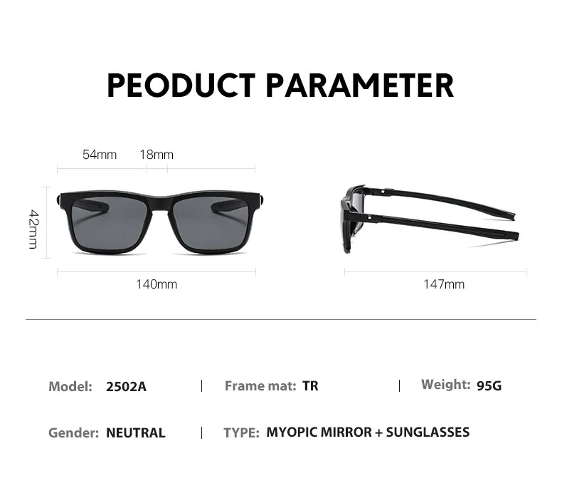 VCKA Sport Lesen Sonnenbrillen Mode Frauen Männer Polarisierte Magnetische Clip Gläser Im Freien Spiegel Set Teleskop Beine + 1.0 ~ + 4,0 – Detail 6