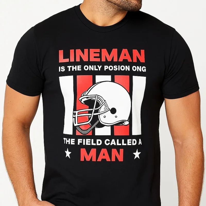 

Funny Lineman Graphic T Shirt for Men American Football Player Position Gift Casual Workout Sports Tee Tops Summer S-3XL