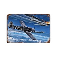 Fw 190 B-17 Flying Fortress World War II Fighter Aircraft Rust Tin Sign Retro Poster Metal Tin Sign Chic Art Retro Iron Painting