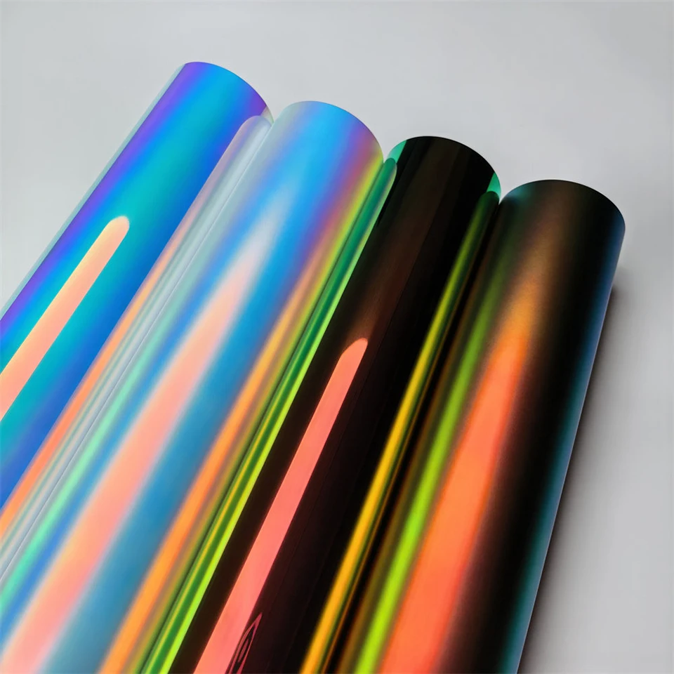 PET Glossy Neon Holographic Chameleon Rainbow Chrome Car Wrap Vinyl, Electroplated Color Change Film for Car & Motorcycle VI-9