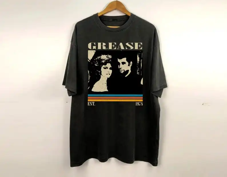 

Футболка Grease, рубашка Grease Movie, классическая рубашка в винтажном стиле ретро, подарки для него, рождественские подарки