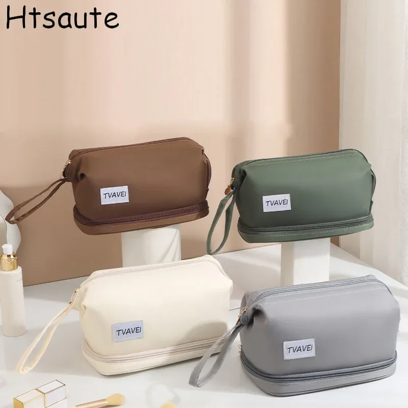 

Double-Layers Toiletry Bag for Women Oxford Travel Organizer Makeup Bag Water-resistant Shaving Cosmetic Bags Strorage