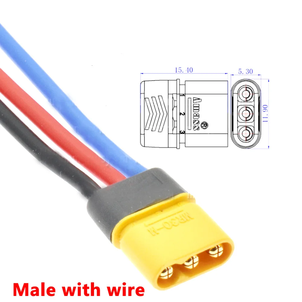 10/20/30/50CM/1M With Wire Drone Harness Accessories MR30 Male to Female Adapter Battery Extension Cable Silicone Connector