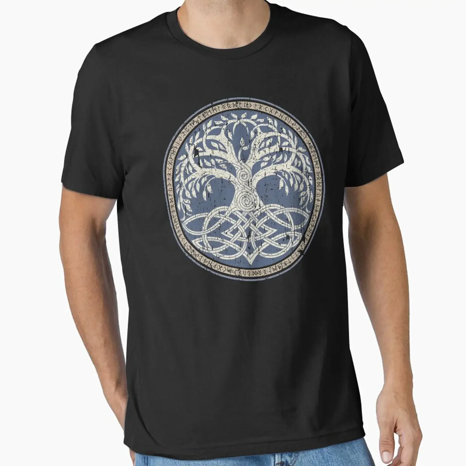 Yggdrasil Tree of LIfe Norse Viking Pagan Mythology Distressed Knotwork Essential T Shirt vintage Washed Soft streetwear