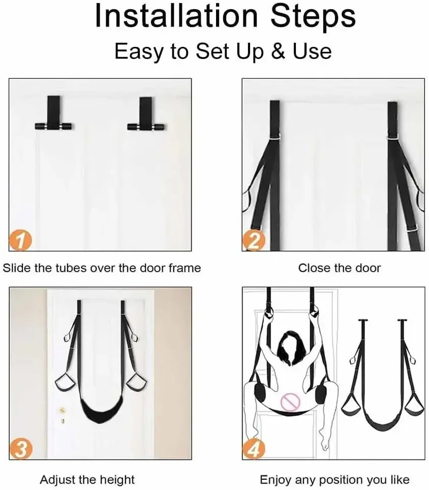 أرجوحة جنسية فوق الباب مع مقعد ناعم وسادة الساق ، وسادة معلقة للكبار ، حزام الساق المنقسم ، ألعاب جنسية للأزواج